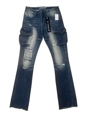 Sz 34 kilogram Men's Dark Blue Cargo Slim Jeans - Classic Denim